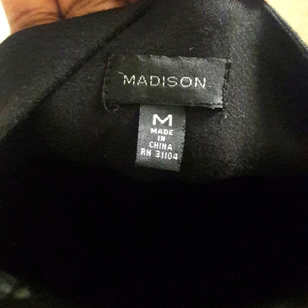 MADISON Jet Black Jersey Knit Tierred Dress, M - Picture 2 of 7